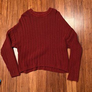 Universal Thread Chunky Knit Sweater XL Red Crewneck Cozy Fall Winter